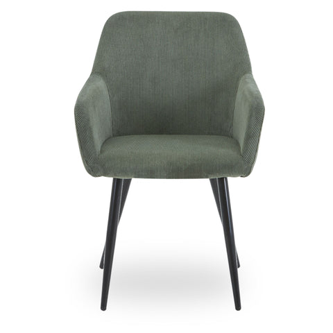 Jenna - Sedia da pranzo velluto verde con gambe nere