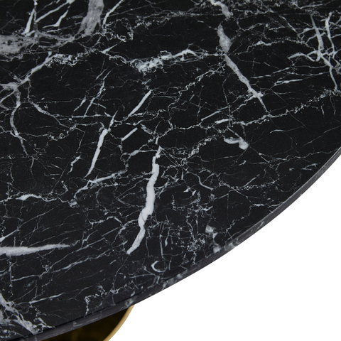 Lazio - tavolo rotondo da pranzo in marmo nero effetto con gambe in ottone/oro - Ø110 cm