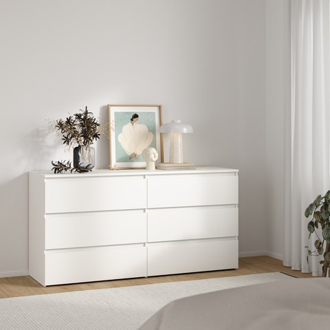 Maise cassettiera 70x138x41 cm con 6 cassetti in bianco
