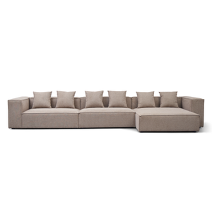 Hailey - Divano modulare con chaise longue destra in sabbia con 3 moduli L: 415 x P: 148 x H: 65 cm