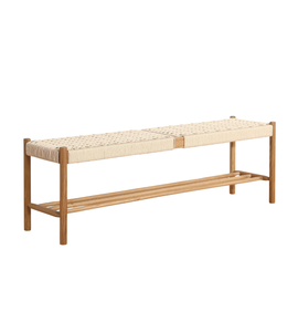 Panca Mathew in rovere con seduta intrecciata 140x35x45 cm