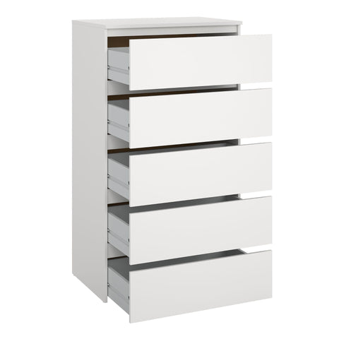 Maise Cassettiera H:114 x L:65 x P:41 cm con 5 cassetti in bianco