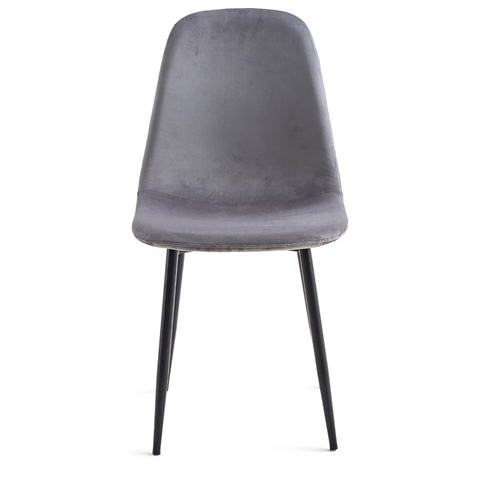 Anna - Sedia da pranzo velluto grigio imbottito