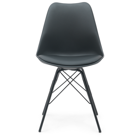 Hannah - Sedia da pranzo nero con gambe nere