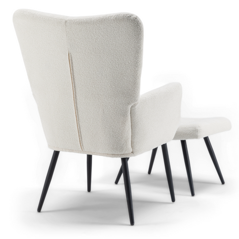 Alfred - Poltrona con Poggiapiedi - Beige Bouclé