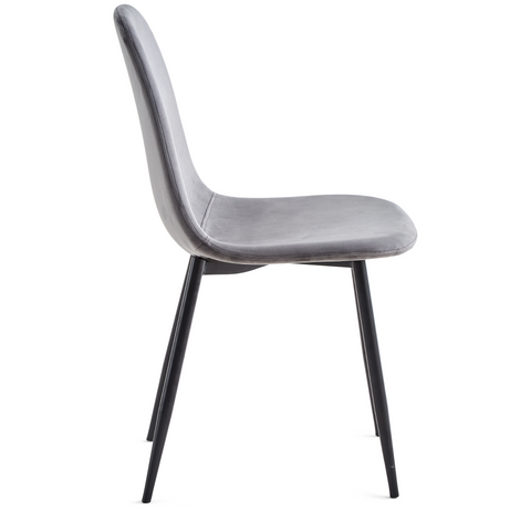 Anna - Sedia da pranzo velluto grigio imbottito