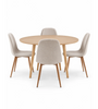 Set da pranzo - Tavolo rotondo Vinnie effetto rovere + 4 sedie Anna beige con gambe effetto rovere