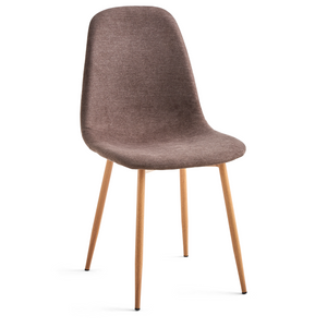 Anna - Sedia da pranzo tessuto marrone con finitura effetto quercia