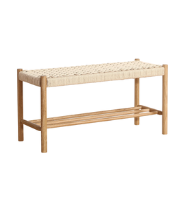 Panca Mathew in rovere con seduta intrecciata 90x35x45 cm