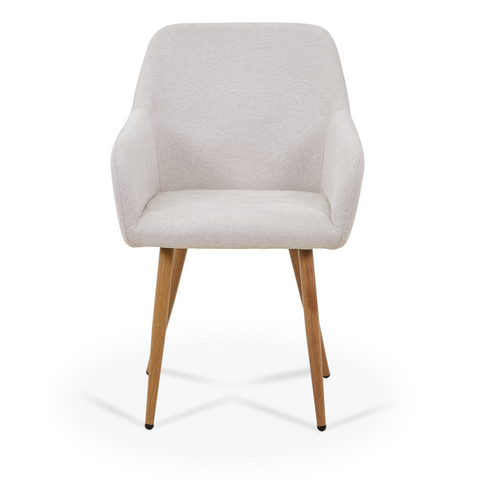 Jenna - Sedia da pranzo tessuto beige con finitura in rovere