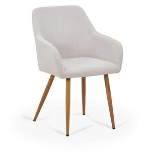 Jenna - Sedia da pranzo tessuto beige con finitura in rovere