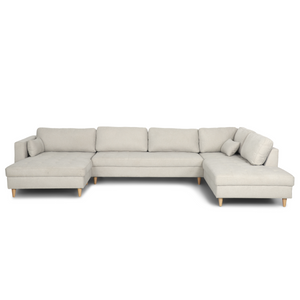 Brandy - divano ad angolo sinistro in beige con chaise longue - L: 366 x P: 211 x H: 80 cm