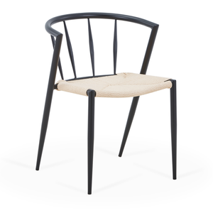 Bella - Sedia per tavolo da pranzo nera con seduta intrecciata