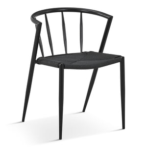 Bella - Sedia da tavolo nero/nero con seduta intrecciata