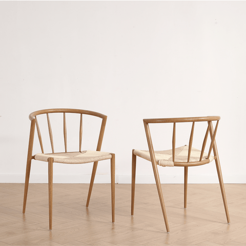 Bella sedia da pranzo - Effetto rovere con seduta in vimini