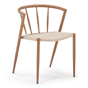 Bella sedia da pranzo - Effetto rovere con seduta in vimini