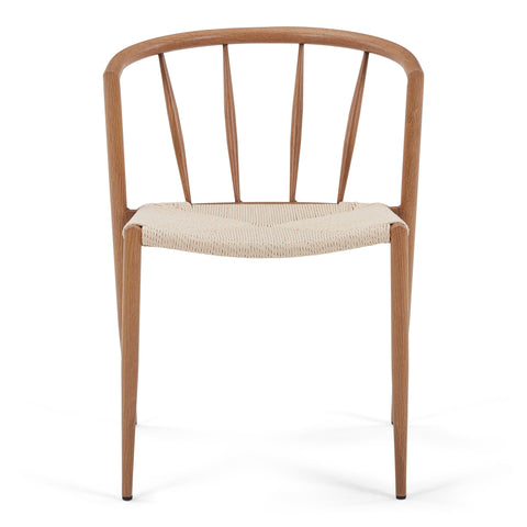 Bella sedia da pranzo - Effetto rovere con seduta in vimini