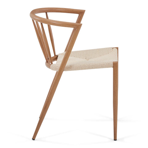 Bella sedia da pranzo - Effetto rovere con seduta in vimini