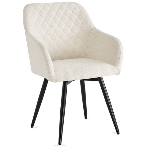 Carlo - Sedia da pranzo Imbottitura in bouclé bianco con braccioli