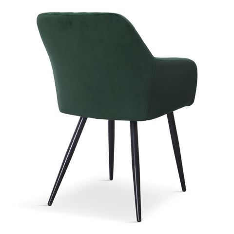 Carlo - Sedia da pranzo velluto verde con braccioli