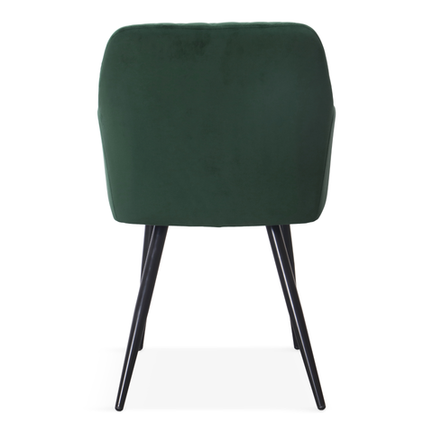 Carlo - Sedia da pranzo velluto verde con braccioli
