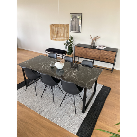 Hannah - Sedia da pranzo nero con gambe nere