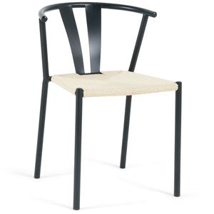 Shila - Sedia da pranzo nera con intreccio