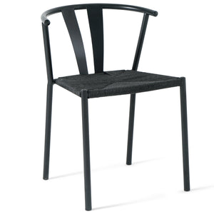 Shila - Sedia da pranzo nera con intreccio nero