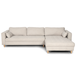 Brandy - Divano ad angolo reclinabile reversibile in tessuto beige - L: 290 x P: 96 x H: 80 cm