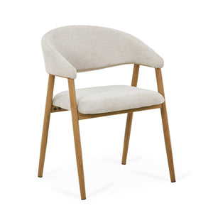Sedia da pranzo Ebba - Tessile beige con gambe in legno di quercia