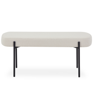 Helena panchina in bouclé bianco 100x36x43 cm