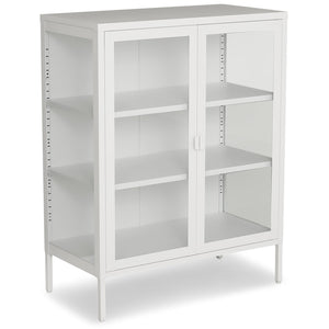 Herman - Mobile vetrina/buffet in vetro - Metallo bianco 80x40x105 cm