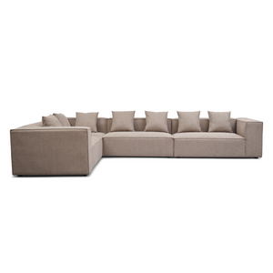 Hailey - Divano modulare angolare in sabbia con 4 moduli (Configurazione 1) L: 368 x P: 247 x H: 65 cm