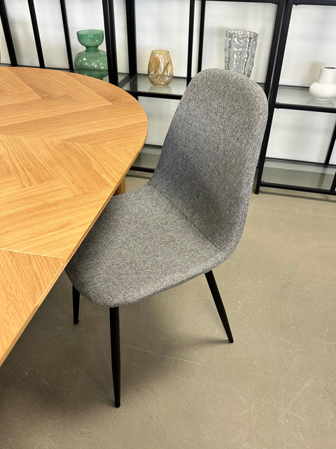 Anna - Sedia da pranzo tessuto grigio con gambe nere