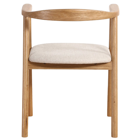 Jocelyn - Sedia da pranzo in rovere con seduta in tessuto beige