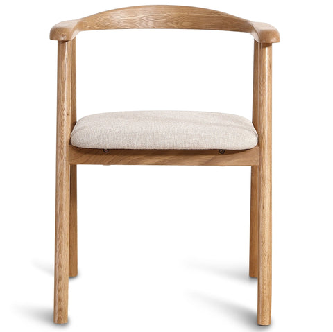 Jocelyn - Sedia da pranzo in rovere con seduta in tessuto beige