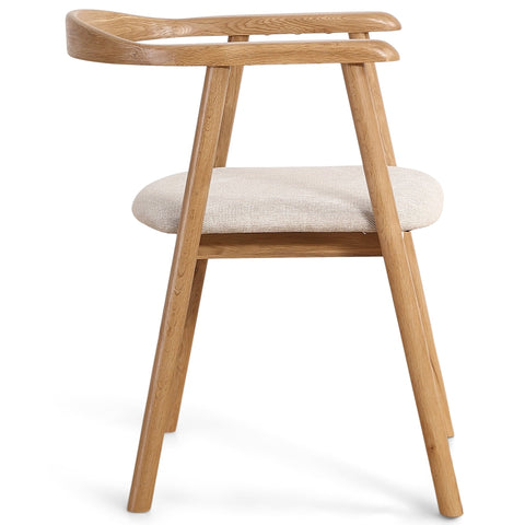 Jocelyn - Sedia da pranzo in rovere con seduta in tessuto beige