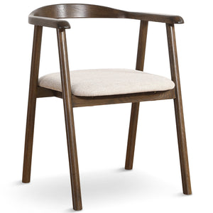 Jocelyn - Sedia da pranzo in rovere affumicato con seduta in tessuto beige