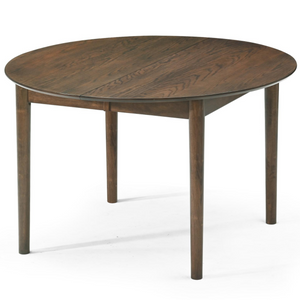 Liam - tavolo rotondo in rovere affumicato con prolunga 120/160/200 cm - Inclusi 2 pannelli aggiuntivi