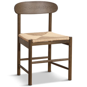 Madison - Sedia in legno in rovere affumicato con seduta intrecciata