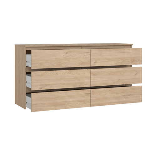 Maise cassettiera  H:70 x L:138 x L:41 cm con 6 cassetti in look rovere