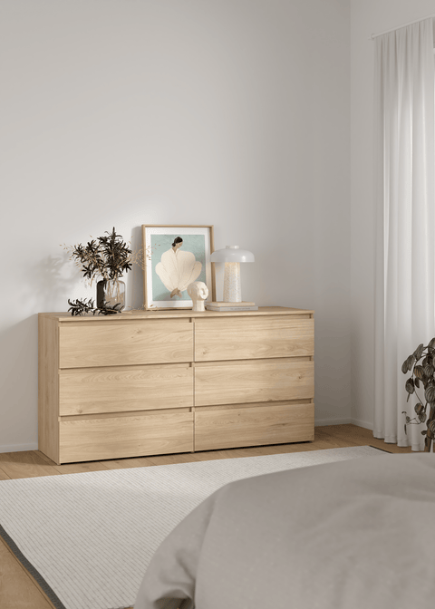Maise cassettiera  H:70 x L:138 x L:41 cm con 6 cassetti in look rovere