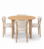 Set da pranzo - Tavolo da pranzo Liam allungabile in impiallacciatura di rovere + 4 sedie da pranzo Harriet beige con gambe effetto rovere