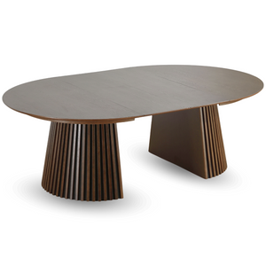 Lewis - Tavolo rotondo da pranzo in rovere affumicato con allunghe da 150/190/230 cm - 2x pannelli supplementari inclusi