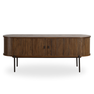 Florence - Tavolino TV con lamelle in rovere affumicato 138x40x55 cm