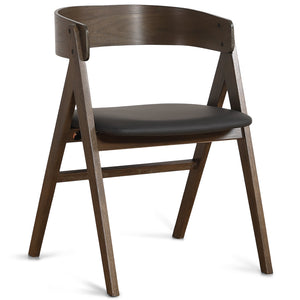 Samantha - Sedia in legno in rovere affumicato con seduta in PU nero