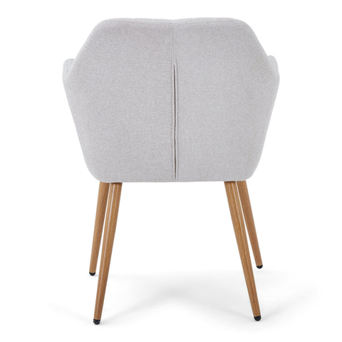 Vanessa sedia da pranzo con braccioli - tessuto beige e effetto rovere