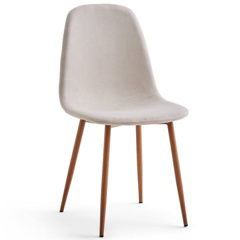 Anna - Sedia da pranzo tessuto beige effetto rovere