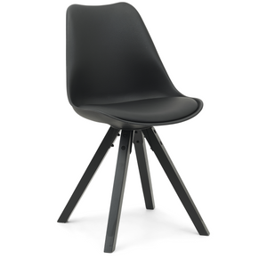 Aria - Sedia da pranzo nera con gambe in legno nero