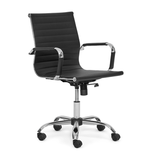 Sedia da ufficio Benjamin con braccioli, nera/cromata